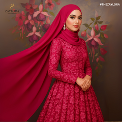 Zaylora Crimson Elegance Hijab – Bold & Sophisticated