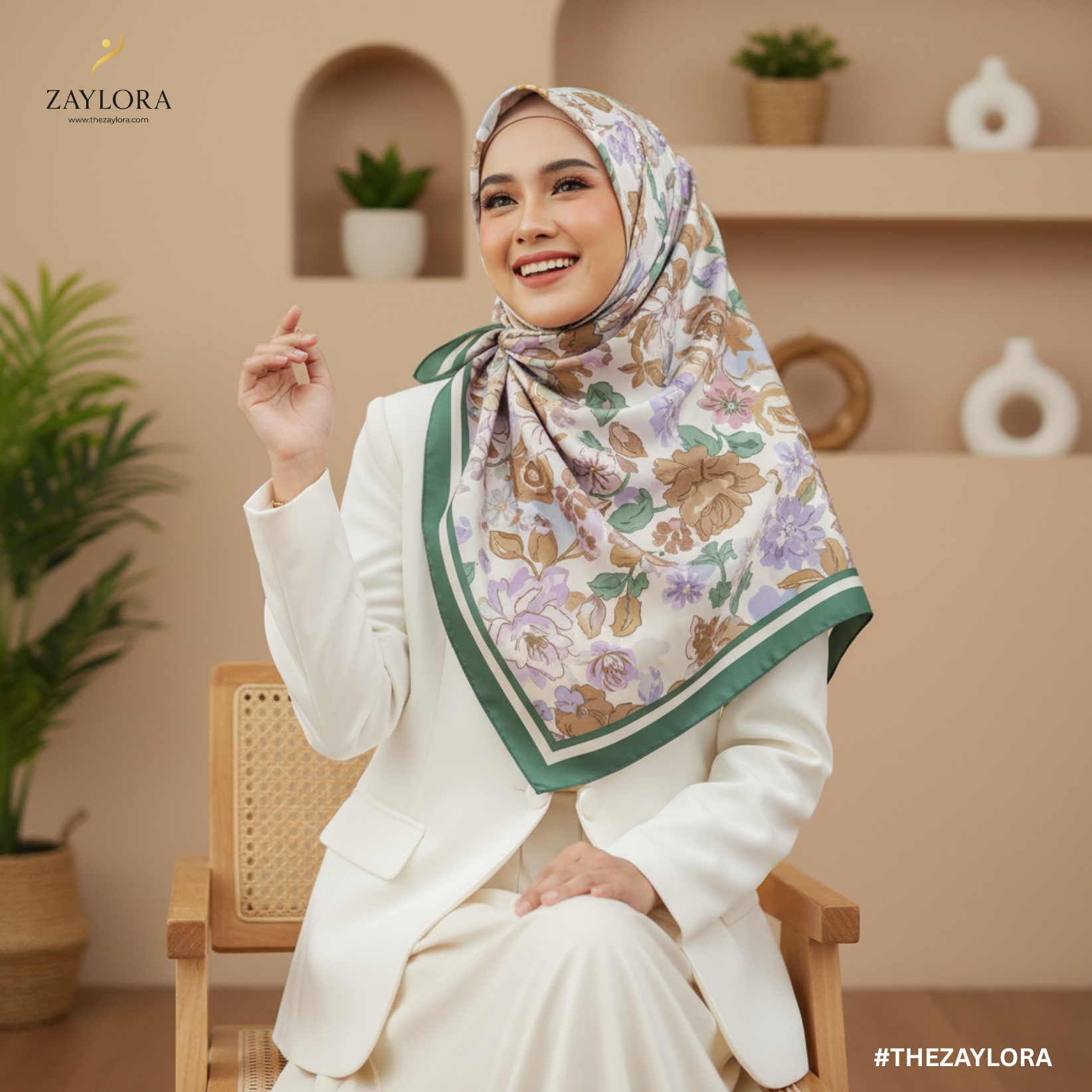 Elegance in Bloom – Floral Silk Hijab