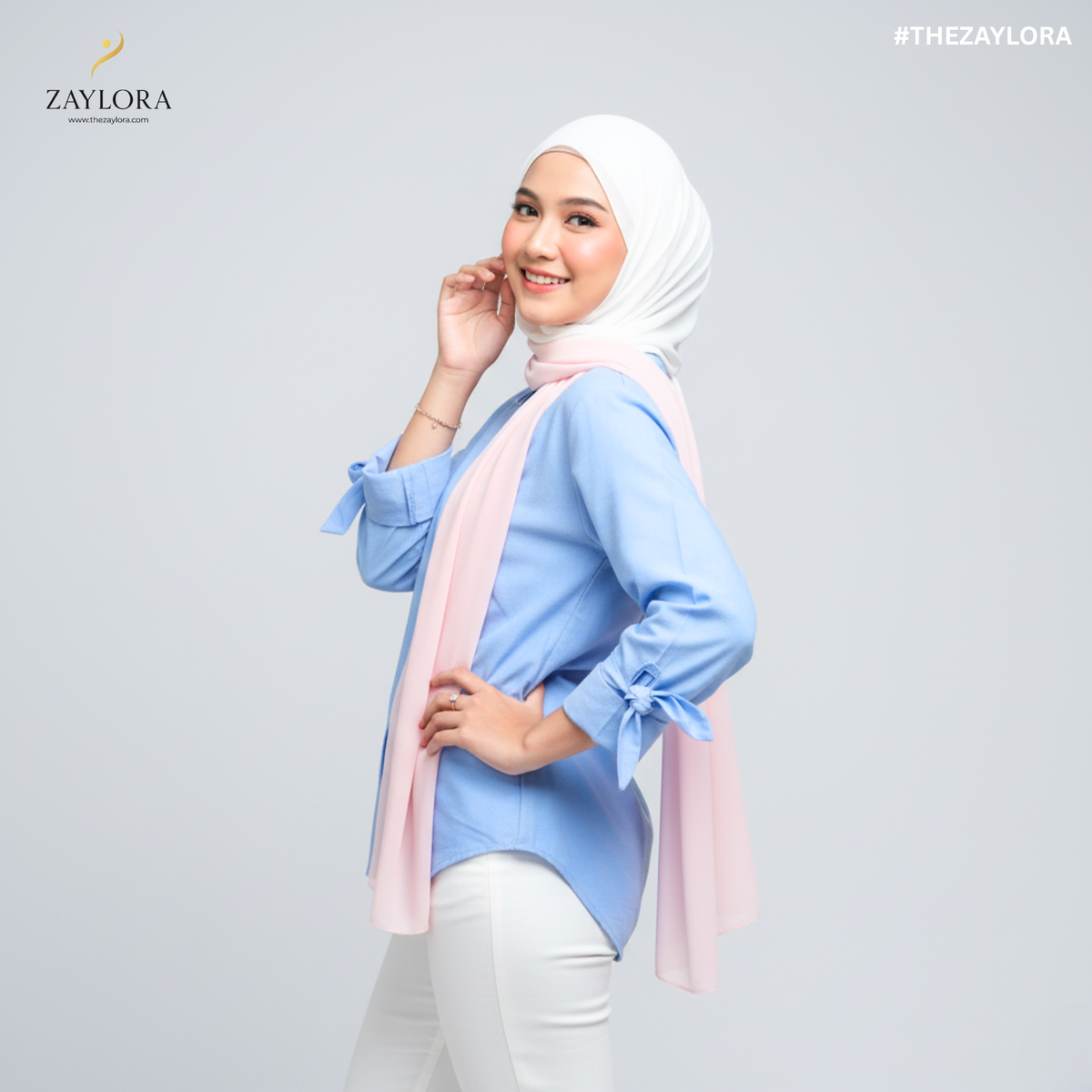 Zaylora Blush Whisper Hijab – Soft & Elegant