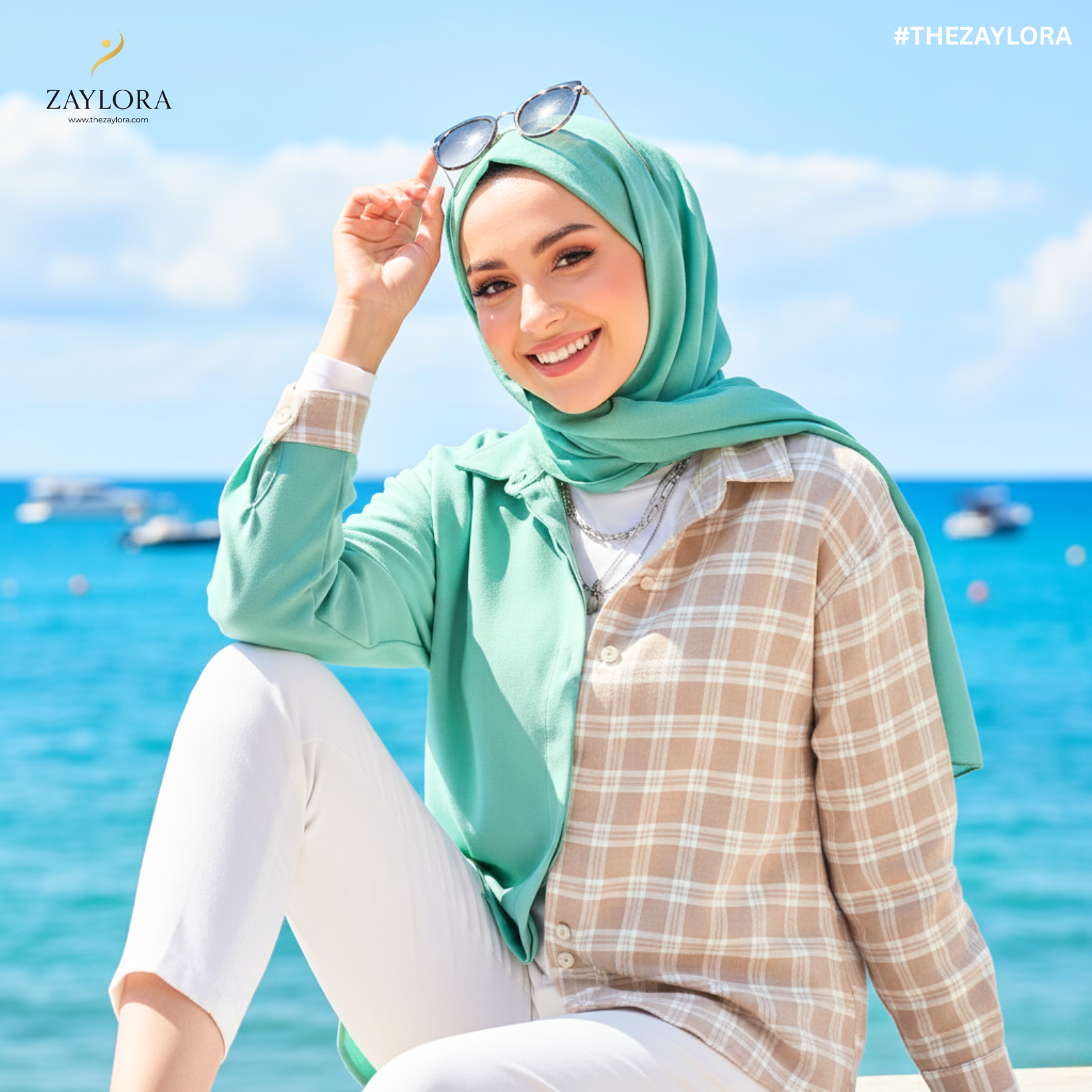 Zaylora Seafoam Serenity Hijab – Calm & Elegant
